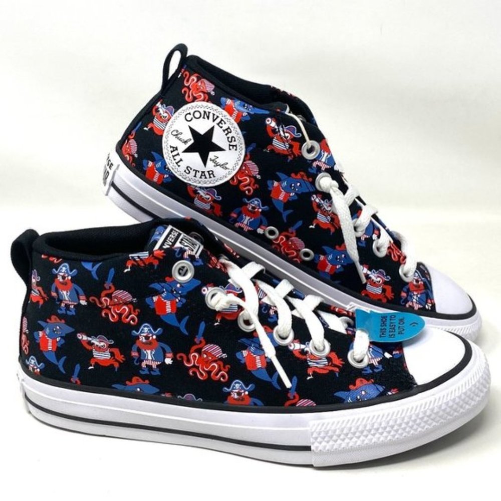 💖MEGA SALE💖Converse Ctas Street Mid Black Marina Shoes Junior Canvas 672732F - Picture 1 of 9